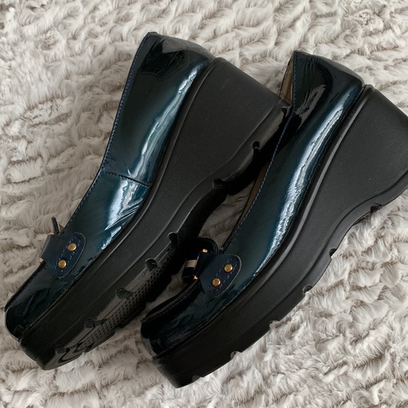 KISSCAT teal patent-leather wedge loafers - Picture 3 of 7
